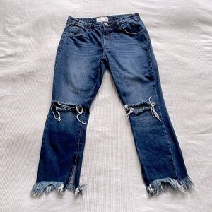 One Teaspoon High Waist Freebirds Dark Blue Wash Jeans Size 29